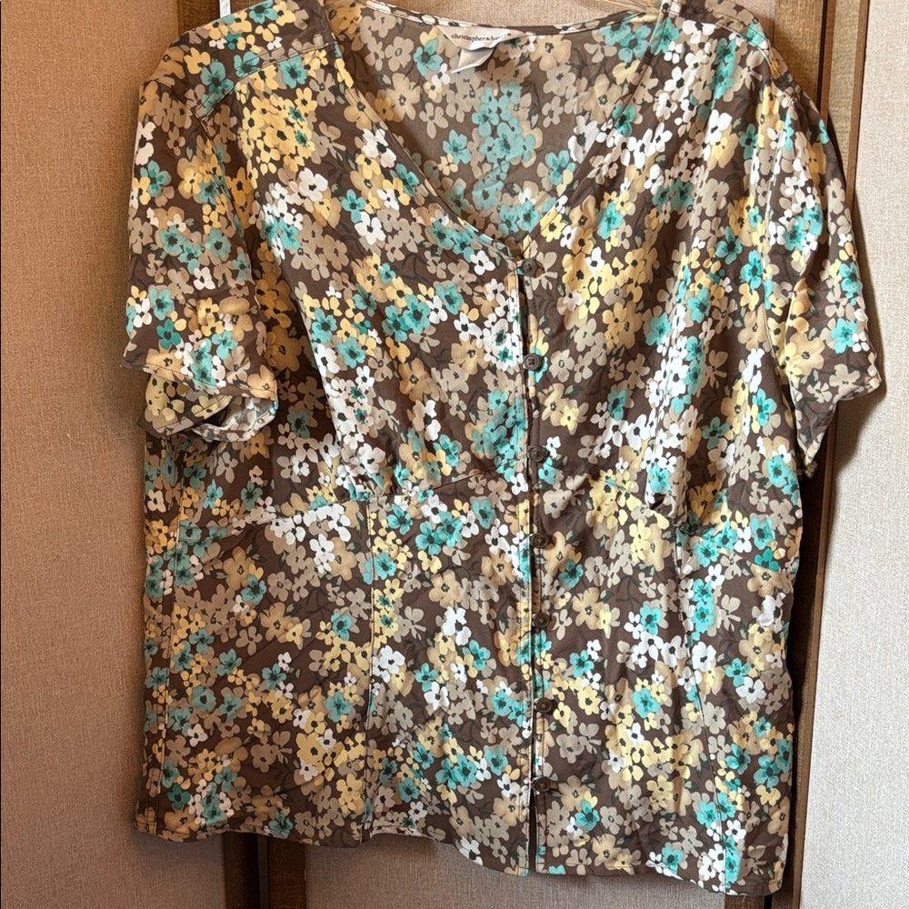 Christopher & Banks Floral Button-Up Blouse - XXL
